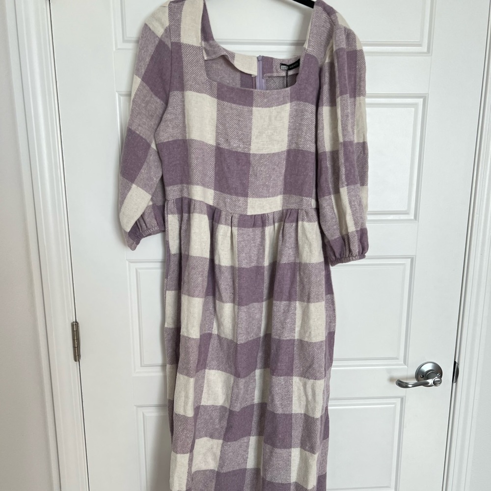 𝅺trendyol Women’s Purple Checkered‎ Dress Size 40 NWT